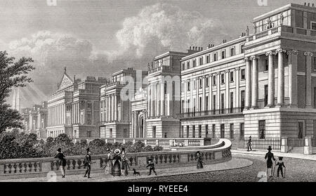 Cumberland Terrace, Regent's Park, London, UK, illustration by Th. H. Shepherd, 1826 Stock Photo