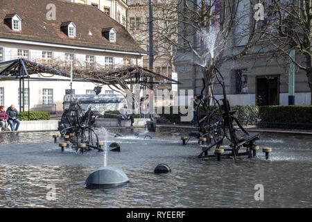 Tinguely Fountain in Basel, Switzerland Stock Photo