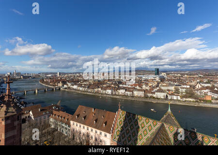 View from top of Basel Minster Stock Photo