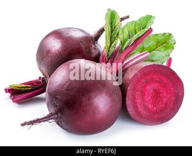Red beets or beetroots on white background. Stock Photo