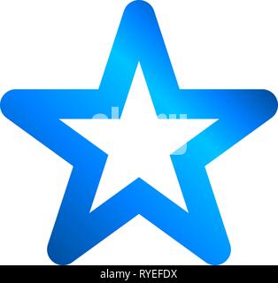 Star symbol icon - blue hollow gradient, 5 pointed rounded, isolated - vector illustration Stock Vector