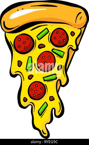 Cheesy Cartoon Pizza Slice with Toppings Stock Vector Image & Art - Alamy