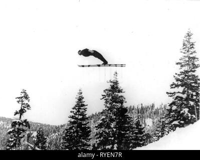 sports, winter sports, ski jumping, training on the Olympic ski jump, Papoose Peak Jumps, Squaw Valley, California, 5.12.1959, Additional-Rights-Clearance-Info-Not-Available Stock Photo