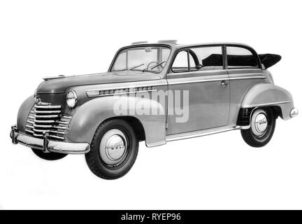 transport / transportation, car, vehicle variants, Opel Olympia 1950, view from right ahead, Germany, 1950, opened, open, convertible, cabriolet, convertibles, cabriolets, convertible limousine, middle class, motor car, auto, automobile, passenger car, motorcar, motorcars, autos, automobiles, passenger cars, vehicle, vehicles, car, cars, West Germany, Western Germany, Germany, clipping, cut out, cut-out, cut-outs, 1950s, 50s, 20th century, transport, transportation, view, views, historic, historical, Additional-Rights-Clearance-Info-Not-Available Stock Photo