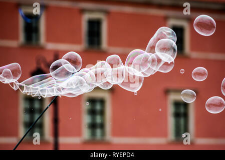 Soap bubbles on the background of architecture. Stock Photo