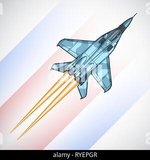 Modern Russian jet fighter aircraft. Vector draw Stock Vector