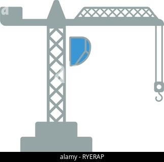 Icon of crane. Flat design. Vector illustration. Stock Vector