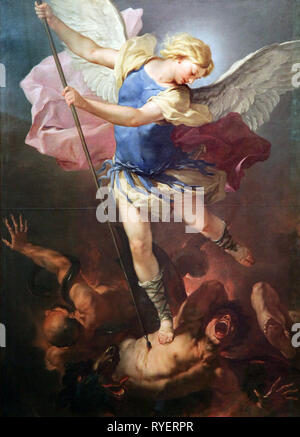 Saint Michael 1663 by Luca Giordano (1634–1705) Italian painter.Late Baroque. Stock Photo