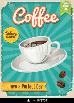 Vector Coffee poster in vintage style with typography elements Stock Vector