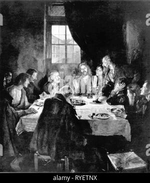 religion, Christianity, Jesus Christ, last supper, "Das Abendmahl" (Last Supper), painting by Fritz von Uhde (1848 - 1911), 1898, Artist's Copyright has not to be cleared Stock Photo