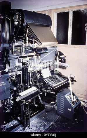 press / media, composing-room, machine, linotype, 1957, Additional-Rights-Clearance-Info-Not-Available Stock Photo