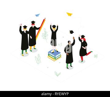 Graduation concept - modern colorful isometric vector illustration Stock Vector