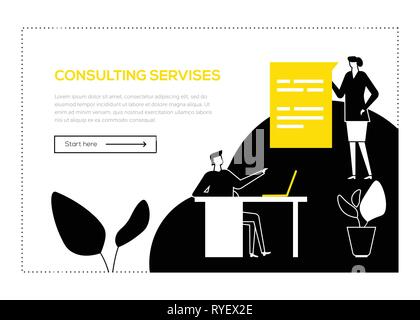 Consulting services - flat design style web banner Stock Vector