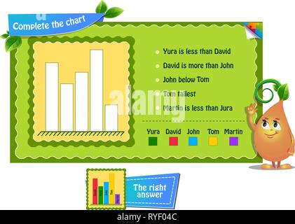 visual game for children and adults. Riddle on logic, iq. Development of attention. Task game complete the chart Stock Vector