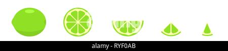 Lime. Cut lime with slices isolated over white background Vector illustration Stock Vector