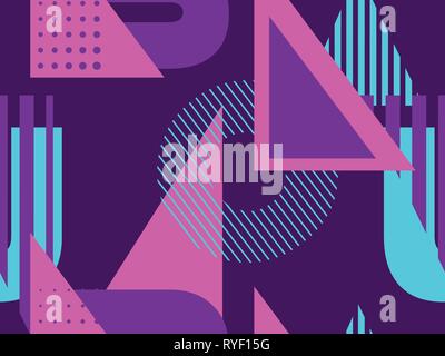 Memphis seamless pattern. Geometric elements memphis in the style of 80's. Vector illustration Stock Vector