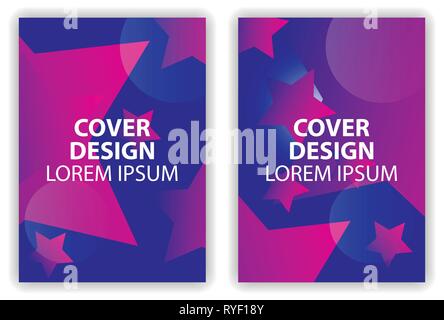 Cover design poster with stars and colorful gradients. Synthwave retro background. Retrowave. Vector illustration Stock Vector