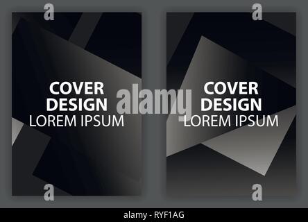 Cover design poster with black and white geometric shape. Brochure design template with gradient. Vector illustration Stock Vector