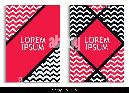 Posters with zigzags. Fashion background.  Brochure design templates. Vector illustration Stock Vector
