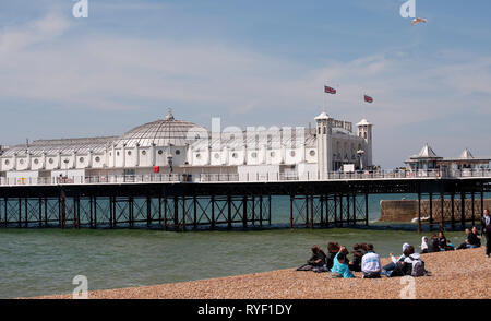 Brighton Palace Pier in the coastal town of Brighton, Sussex, England. Stock Photo