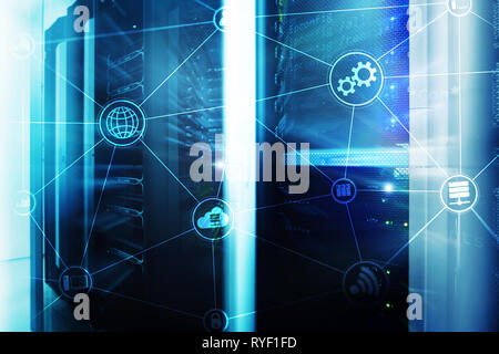 Technology infrastructure cloud computing and communication. Internet concept. Stock Photo
