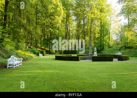 "Lawn on grounds of Schloss Unterleinleiter in Bavaria, Germany" Stock Photo