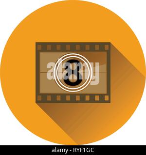 Movie frame with countdown icon on gray background, round shadow. Vector illustration. Stock Vector