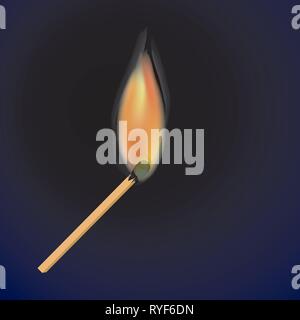 A vector illustration of a burning match. Stock Vector