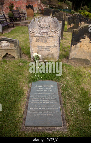 Anne Bronte died in Scarborough on 28th May 1849 aged 29 yrs. She is buried in St Mary's Church graveyard in Scarborough; Stock Photo