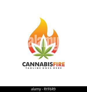 Cannabis Fire 2 Concept illustration vector Design template. Suitable for Creative Industry, Multimedia, entertainment, Educations, Shop, and any rela Stock Vector