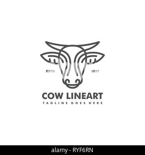 Cow Line art Concept illustration vector Design template. Suitable for Creative Industry, Multimedia, entertainment, Educations, Shop, and any related Stock Vector