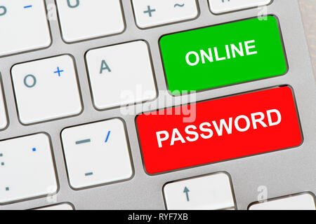 login and password printed on computer keyboard Stock Photo