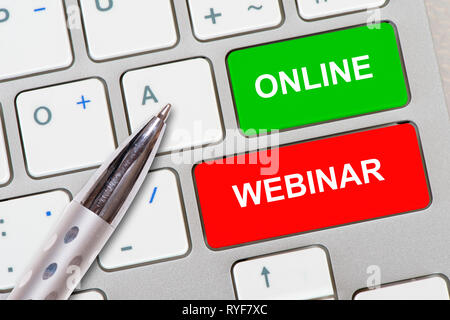 online webinar printed on computer keyboard Stock Photo