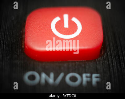 Closeup of the Red Turn Off Button on a Remote Control Under the Lights  Stock Image - Image of technology, multimedia: 188459009