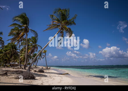 Small Tropical Island in San Blas  or Kuna Yala in the caribbean sea of Panama Stock Photo