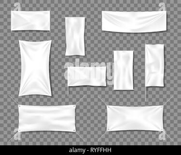 White Textile Banner Folds Isolated On Stock Vector (Royalty Free)  2241184397