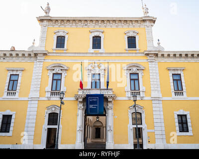 BRESCIA, ITALY - FEBRUARY 21, 2019: facade of palace Palazzo Martinengo Palatini, house of Universita degli Studi di Brescia (University of Brescia) o Stock Photo