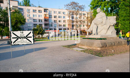 Simferopol, Ukraine, May 2011. Lenin monument on the street. Vladimir Ilyich Ulyanov sculpture Stock Photo