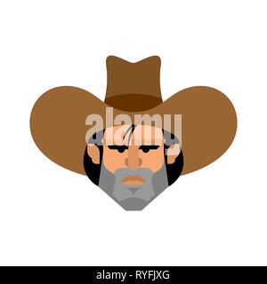 Cowboy face isolated. Wild west guy portrait. Western head Stock Vector
