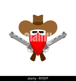 Cowboy skull and gun isolated. Wild west sign. Western symbol Stock Vector