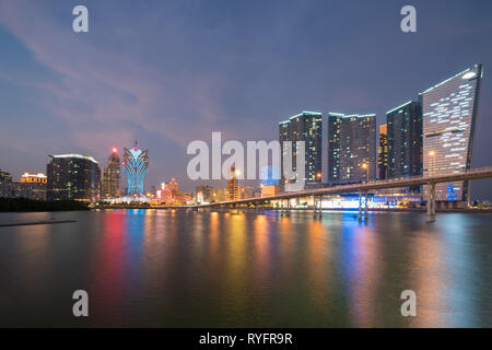 Image of Macau (Macao), China. Skyscraper hotel and casino building at downtown in Macau (Macao). Stock Photo