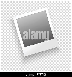 Instant photo frame with shadow on transparent background. Vector template for your trendy photo or image Stock Vector