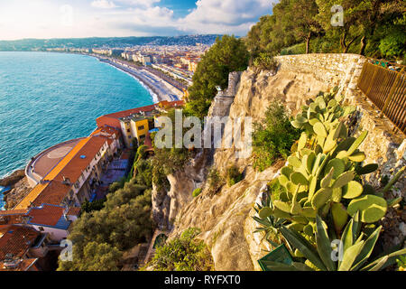 City of Nice Promenade des Anglais waterfront aerial view, French riviera, Alpes Maritimes department of France Stock Photo