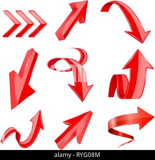 Red 3d shiny arrows Stock Vector