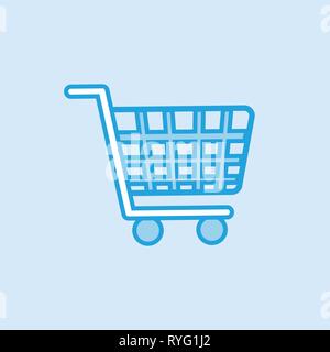 Shopping Trolley Vector Icon Simple Blue theme vector illustration Stock Vector