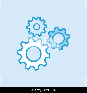 Gears Cog Vector Icon Simple Blue theme vector illustration Stock Vector