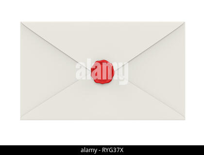 Envelope with Red Wax Seal Isolated Stock Photo