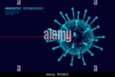 Virus cell low poly structure. Disease infection medicine healthcare concept. Stock Vector