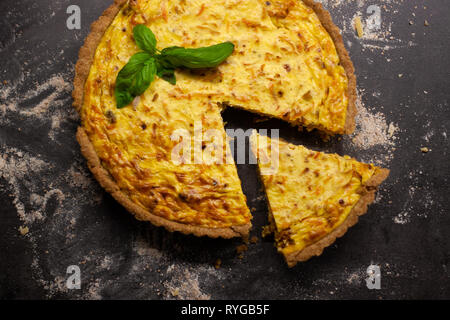 Fresh homemade wholegrain carrot quiche Stock Photo