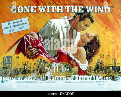 CLARK GABLE, VIVIEN LEIGH POSTER, GONE WITH THE WIND, 1939 Stock Photo